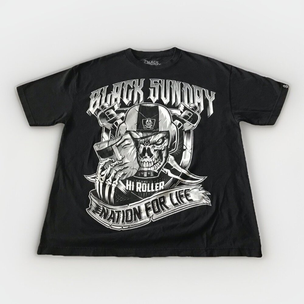 Black Sunday Raider Shirt Oakland LV‎ Raiders XL Skull NFL Los Angeles